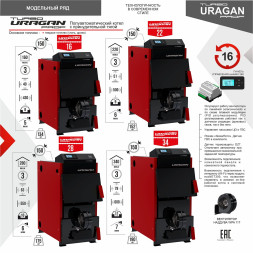 Котел твердотоп полуавтомат URAGAN Prof Turbo 34