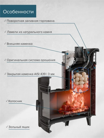 Печь банная «Атмосфера L» Россо Леванто ламель+сетка