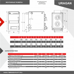Котел твердотопливный URAGAN 10 с плитой
